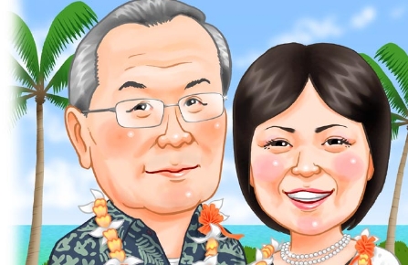 ハワイの風景の両親贈呈画